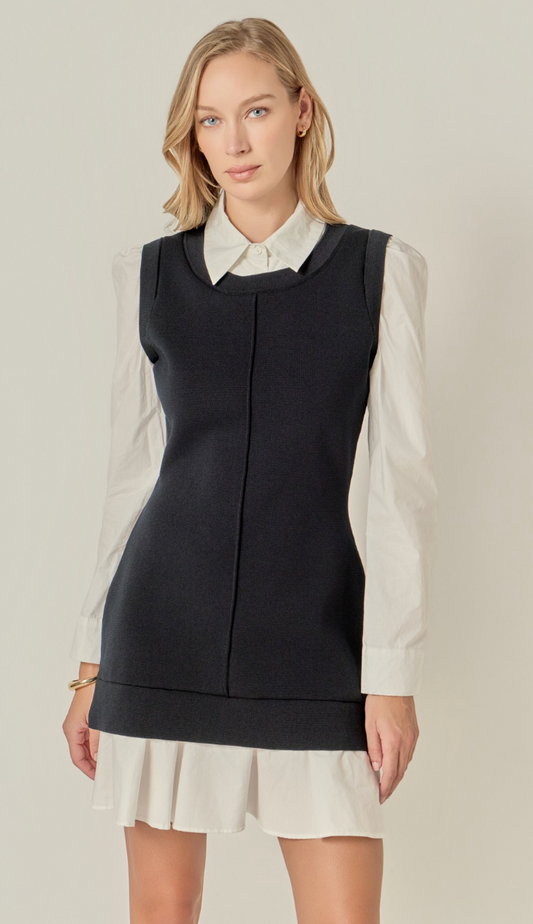 Mixed Media Shirt Dress