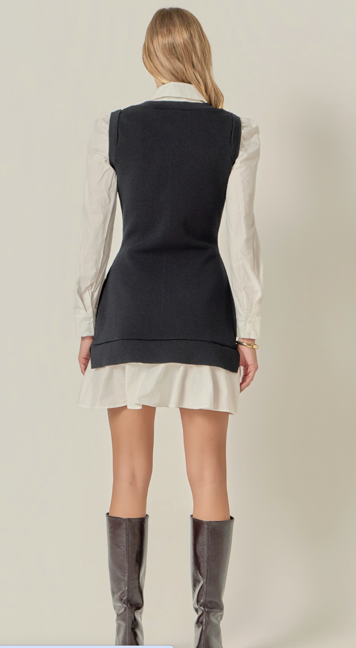 Mixed Media Shirt Dress