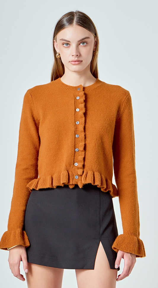 Ruffle Cropped Cardigan