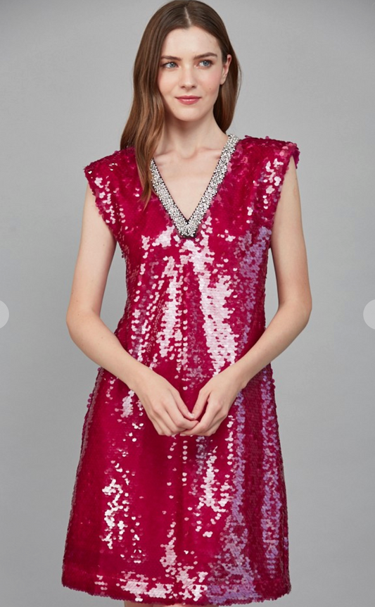 Rhinestone Embellished Sequin Dress
