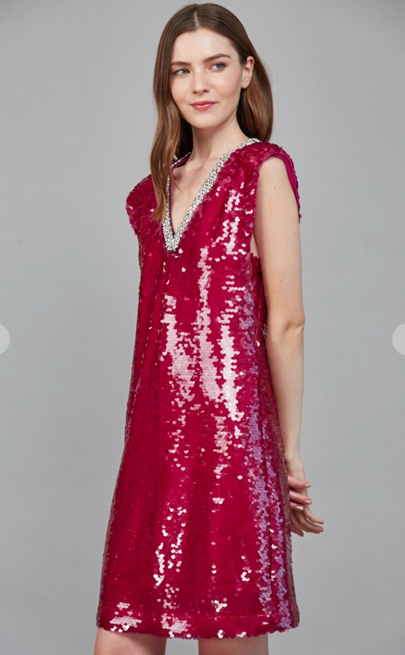 Rhinestone Embellished Sequin Dress