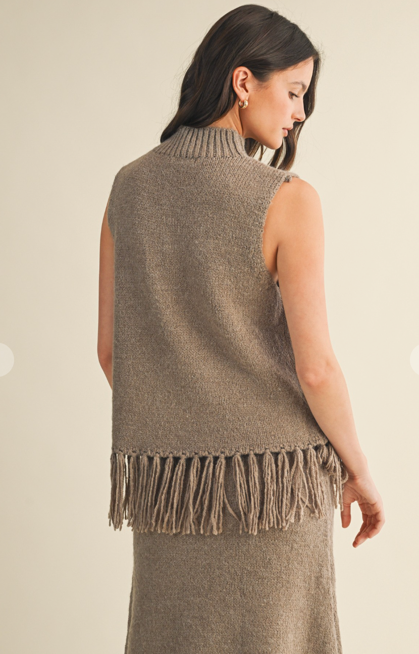Fringe Sleeveless Sweater Top