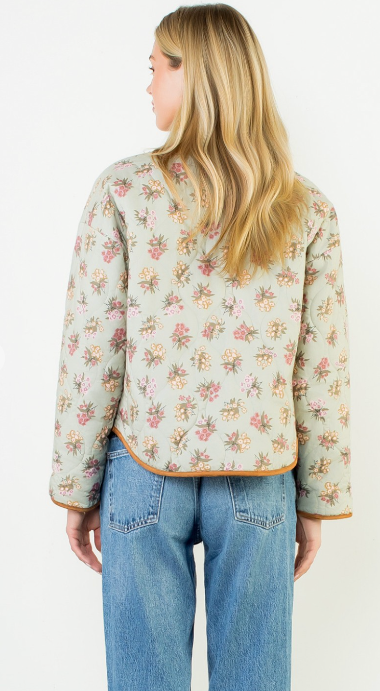 Floral Pattern Quilted Jacket