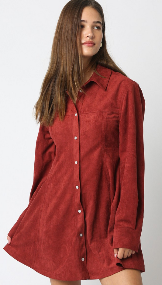 Kira Suede Button Down Dress