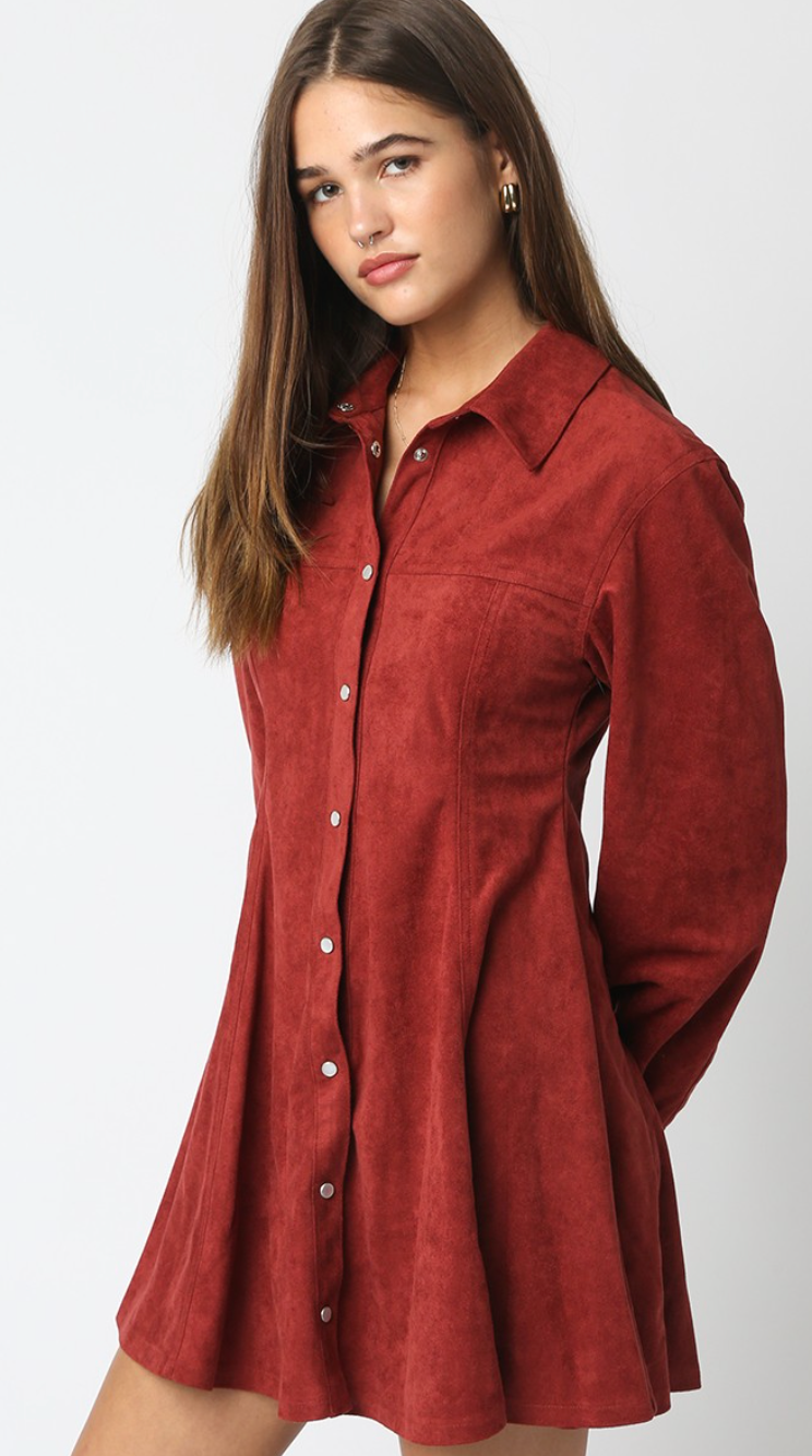 Kira Suede Button Down Dress