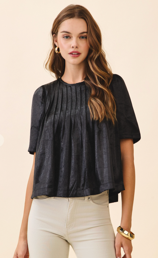 Pleated Metallic Top
