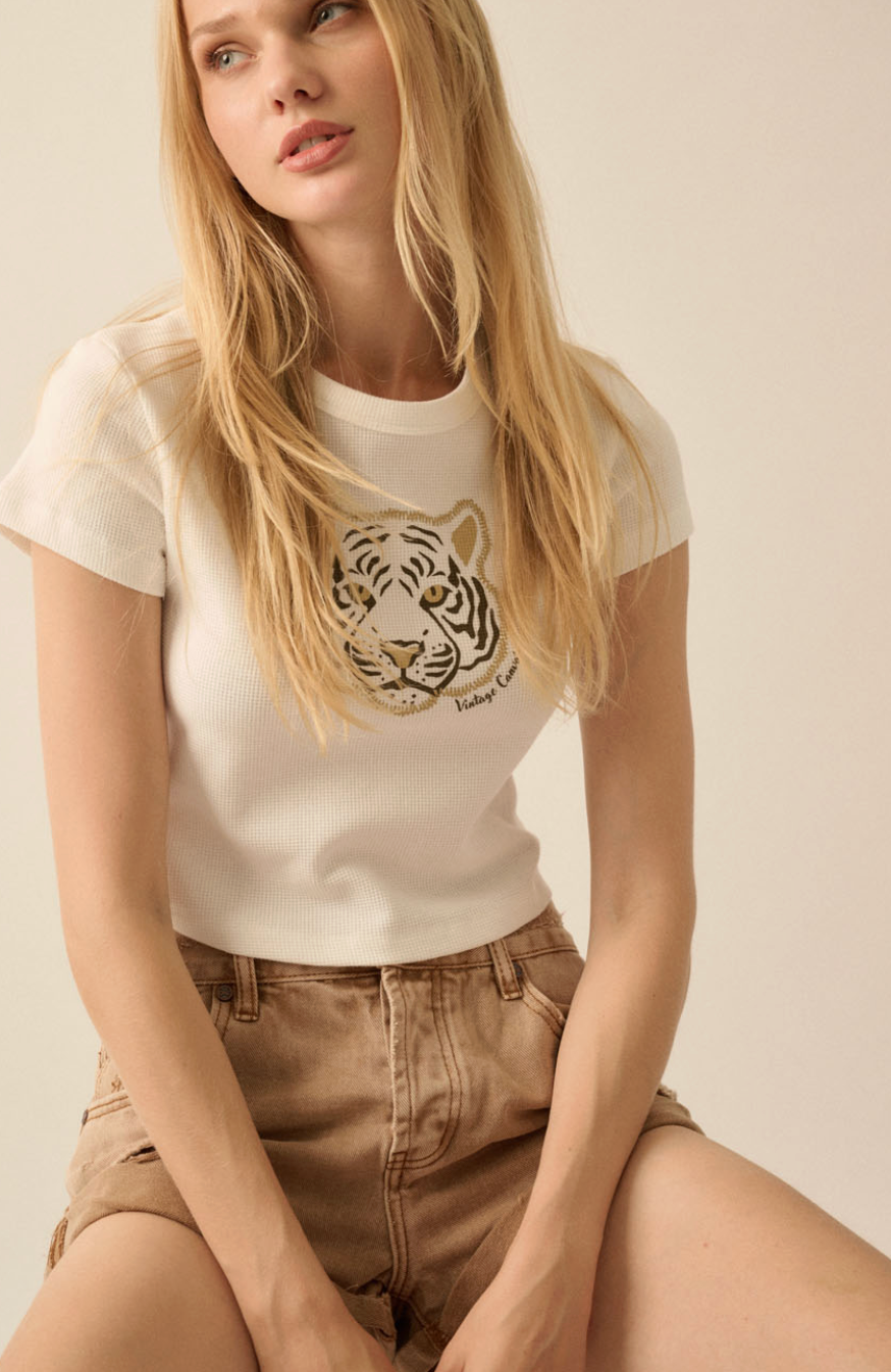 Tiger Waffle Knit Baby Tee