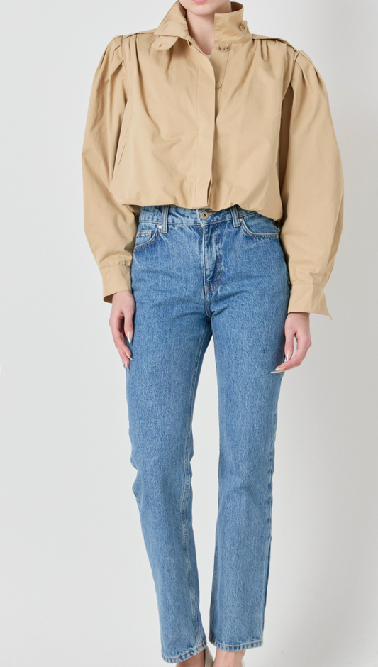 Shirred Short Trench Coat