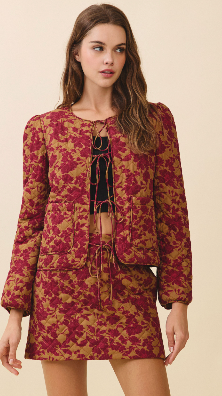 Quilted Tie Front Jacket