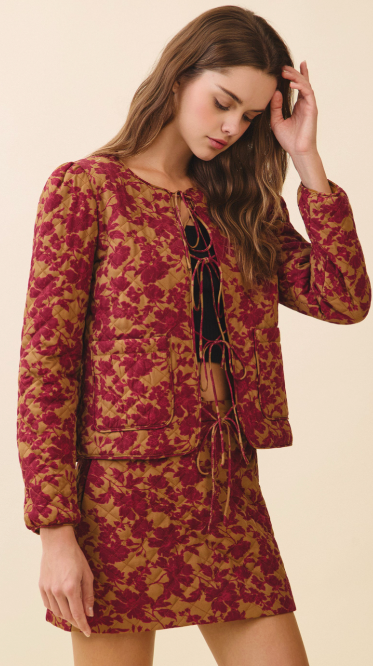 Quilted Tie Front Jacket