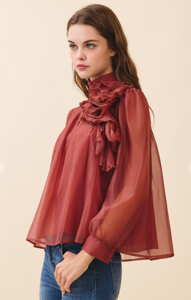 Organza Keyhole Blouse