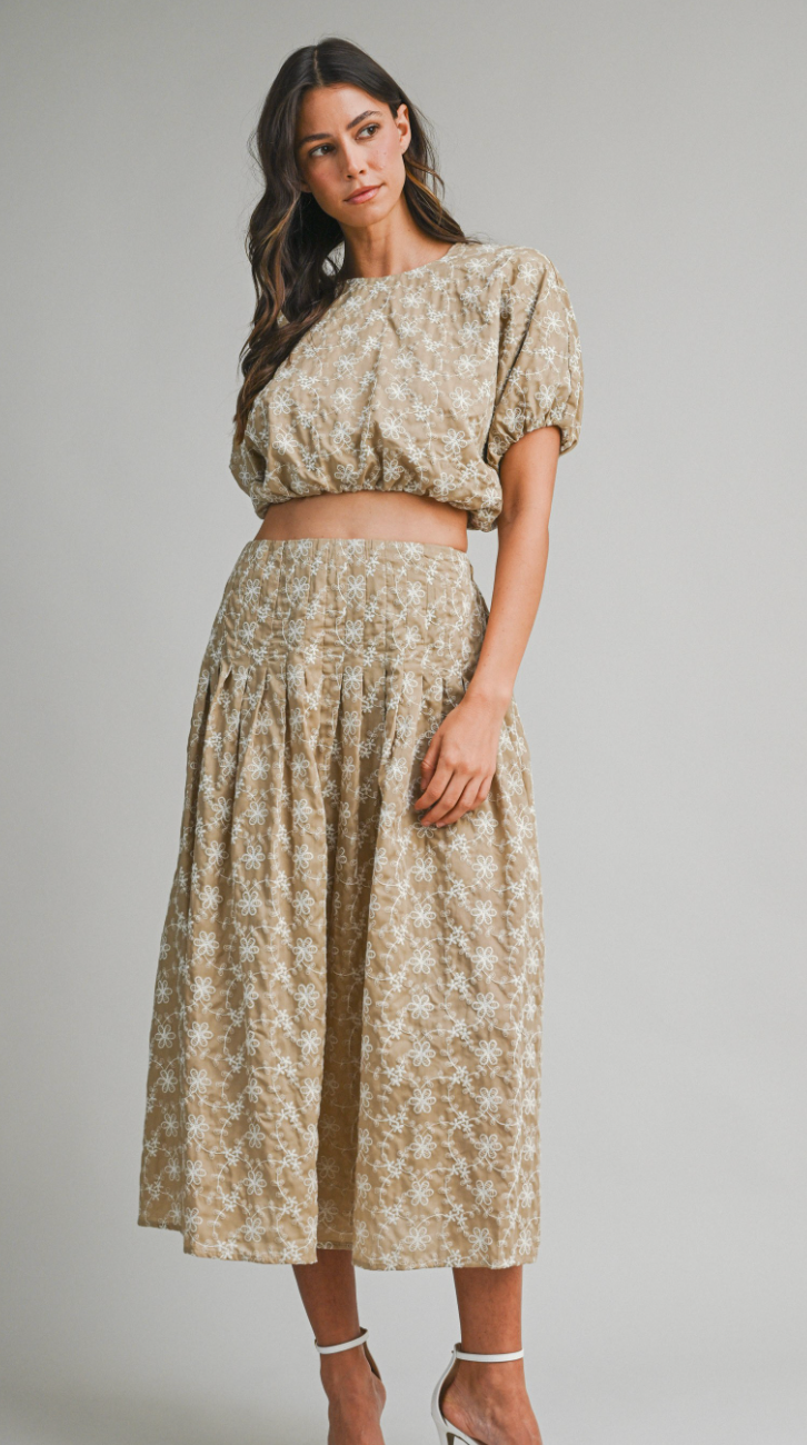Embroidered Midi Skirt