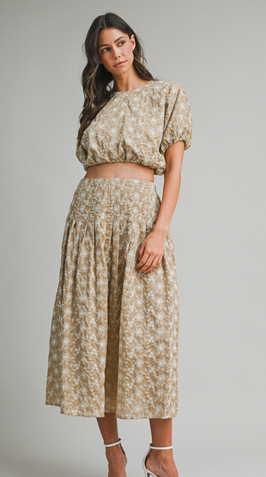 Embroidered Midi Skirt