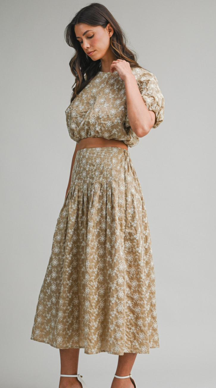 Embroidered Midi Skirt
