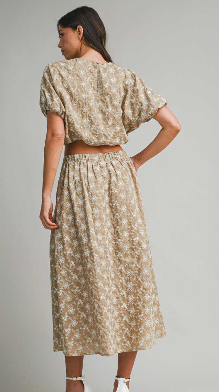 Embroidered Midi Skirt