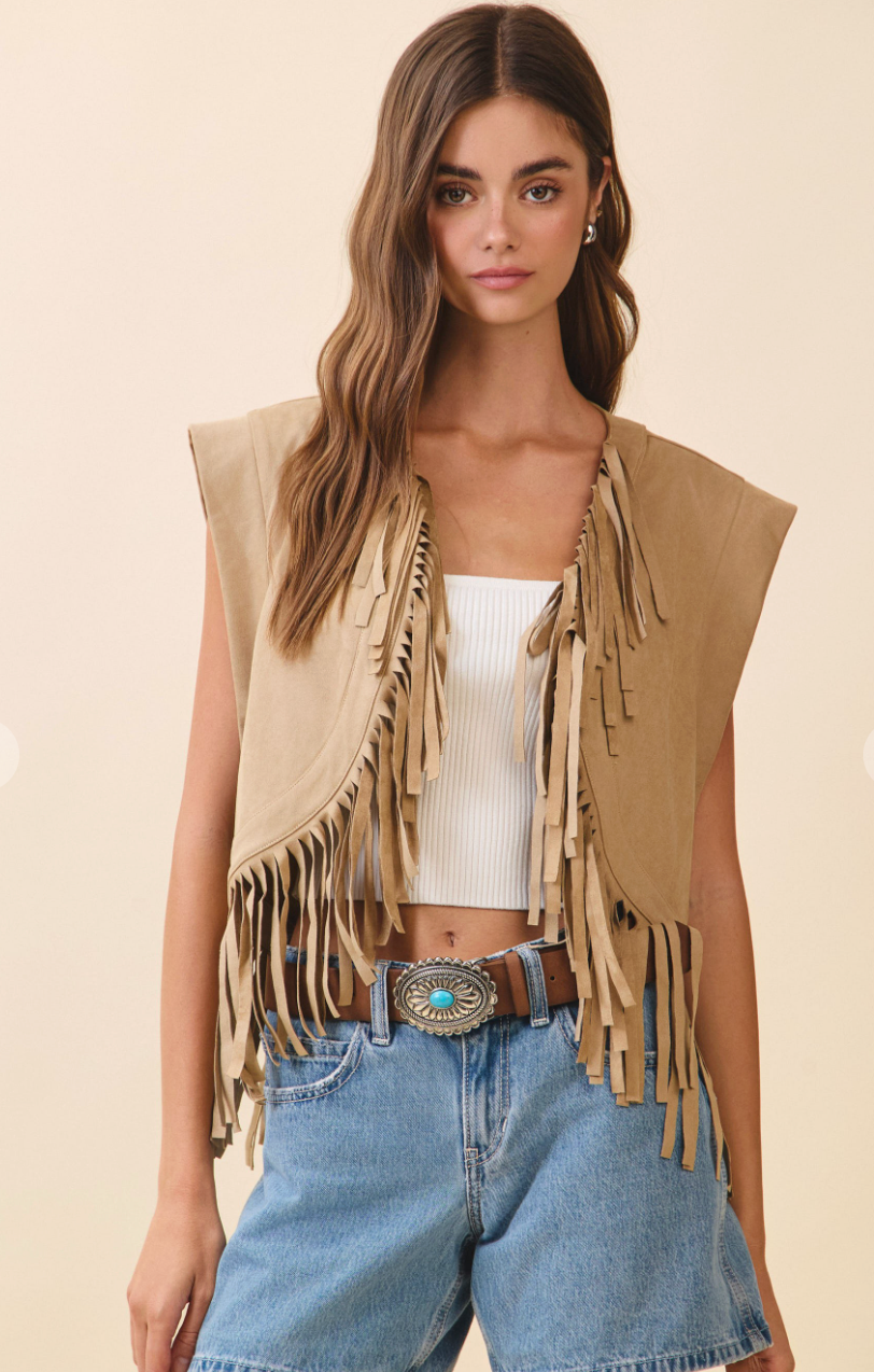 Fringe Faux Suede Vest