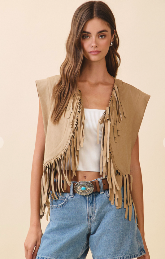 Fringe Faux Suede Vest