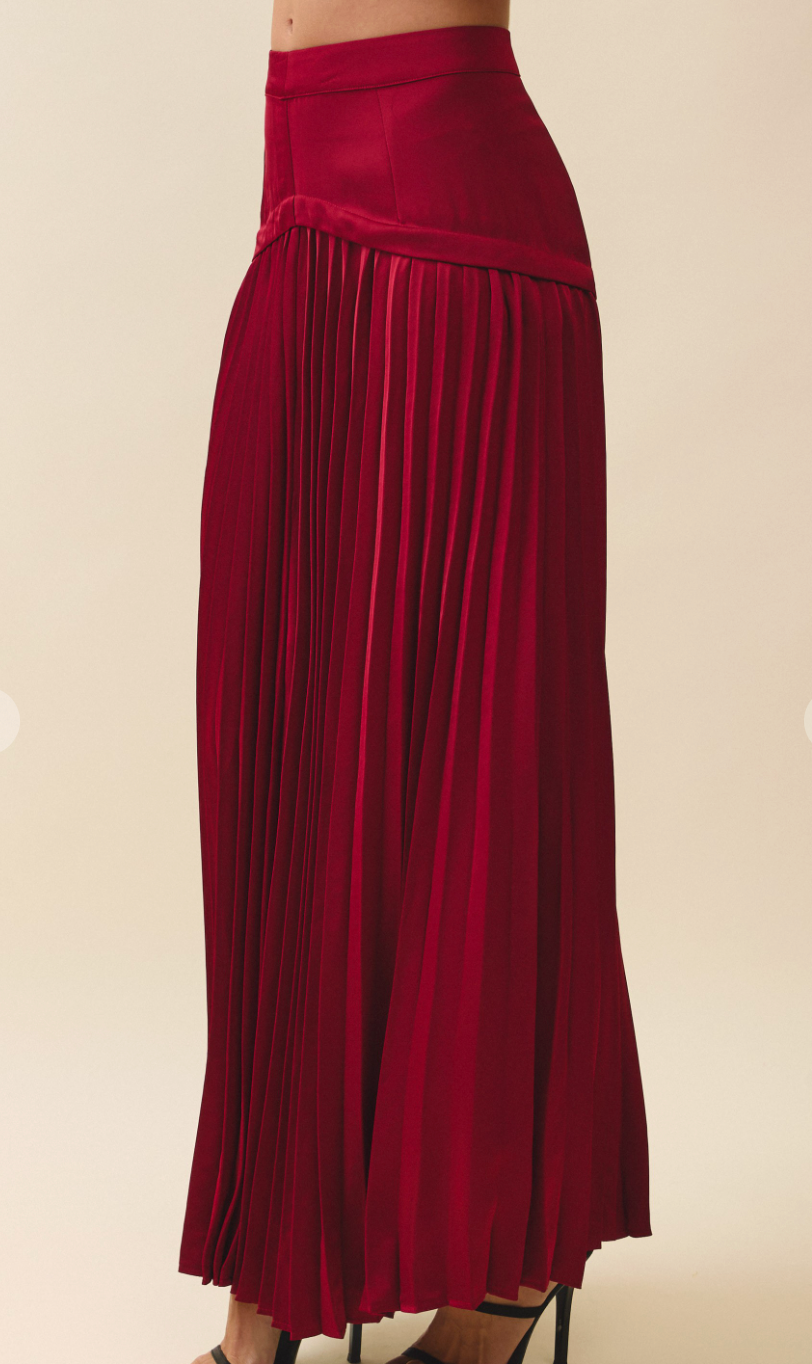 Panel Pleated Maxi Skirt