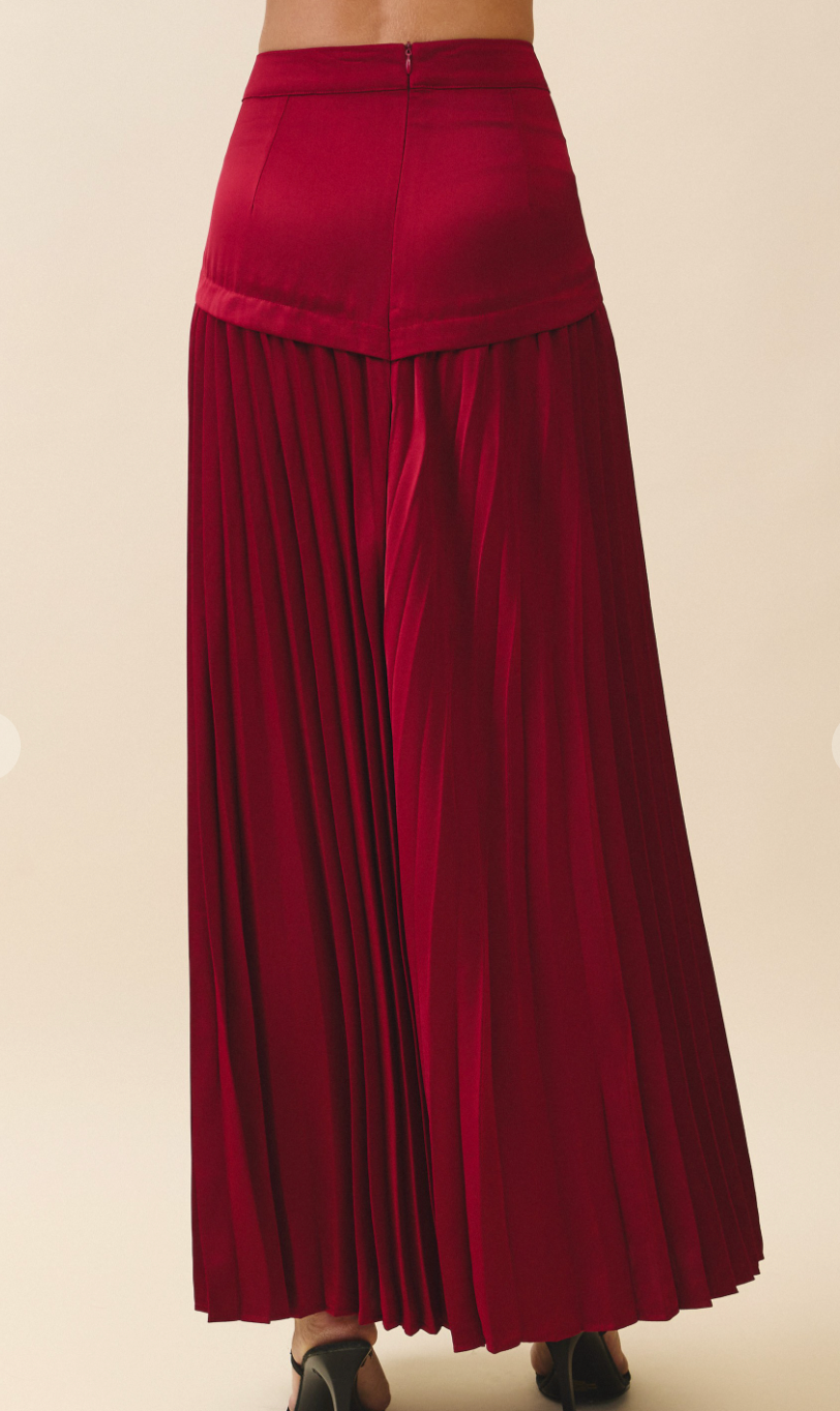 Panel Pleated Maxi Skirt
