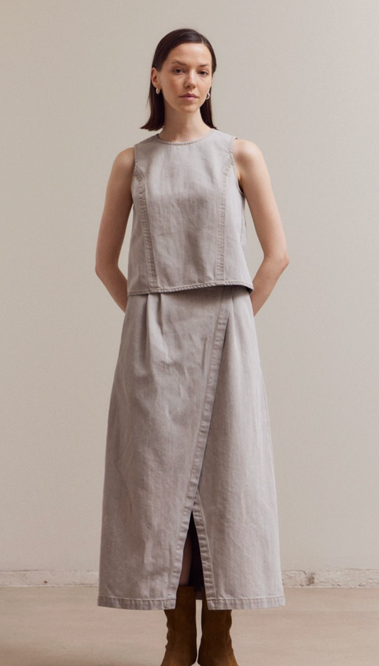 Stretch Denim Sleeveless Top