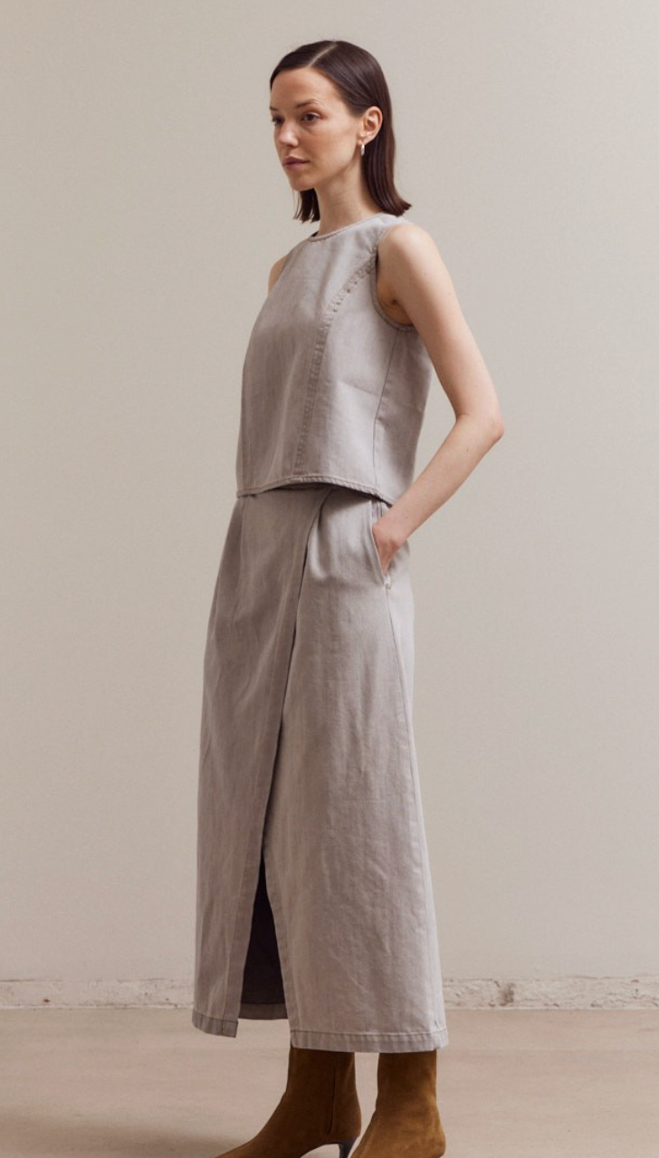 Stretch Denim Sleeveless Top