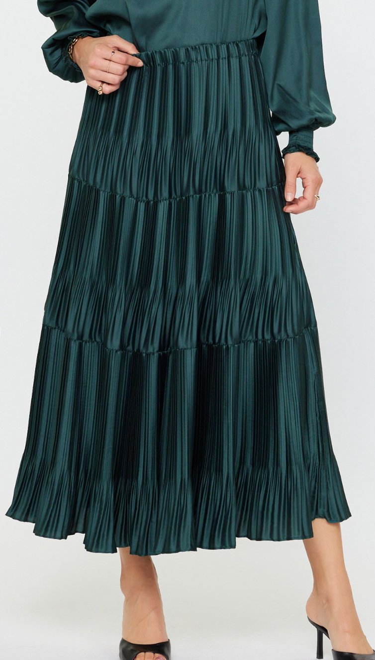 Pleated Tiered Long Skirt
