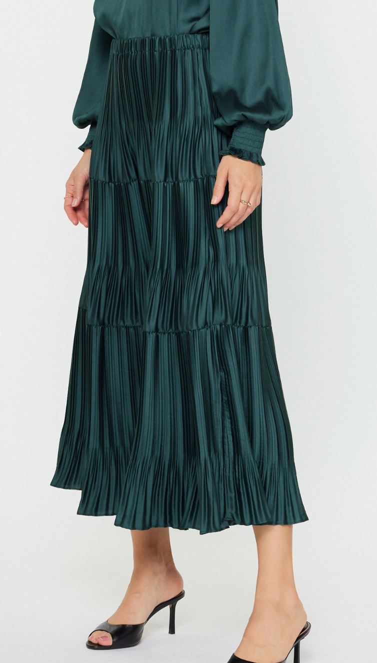 Pleated Tiered Long Skirt