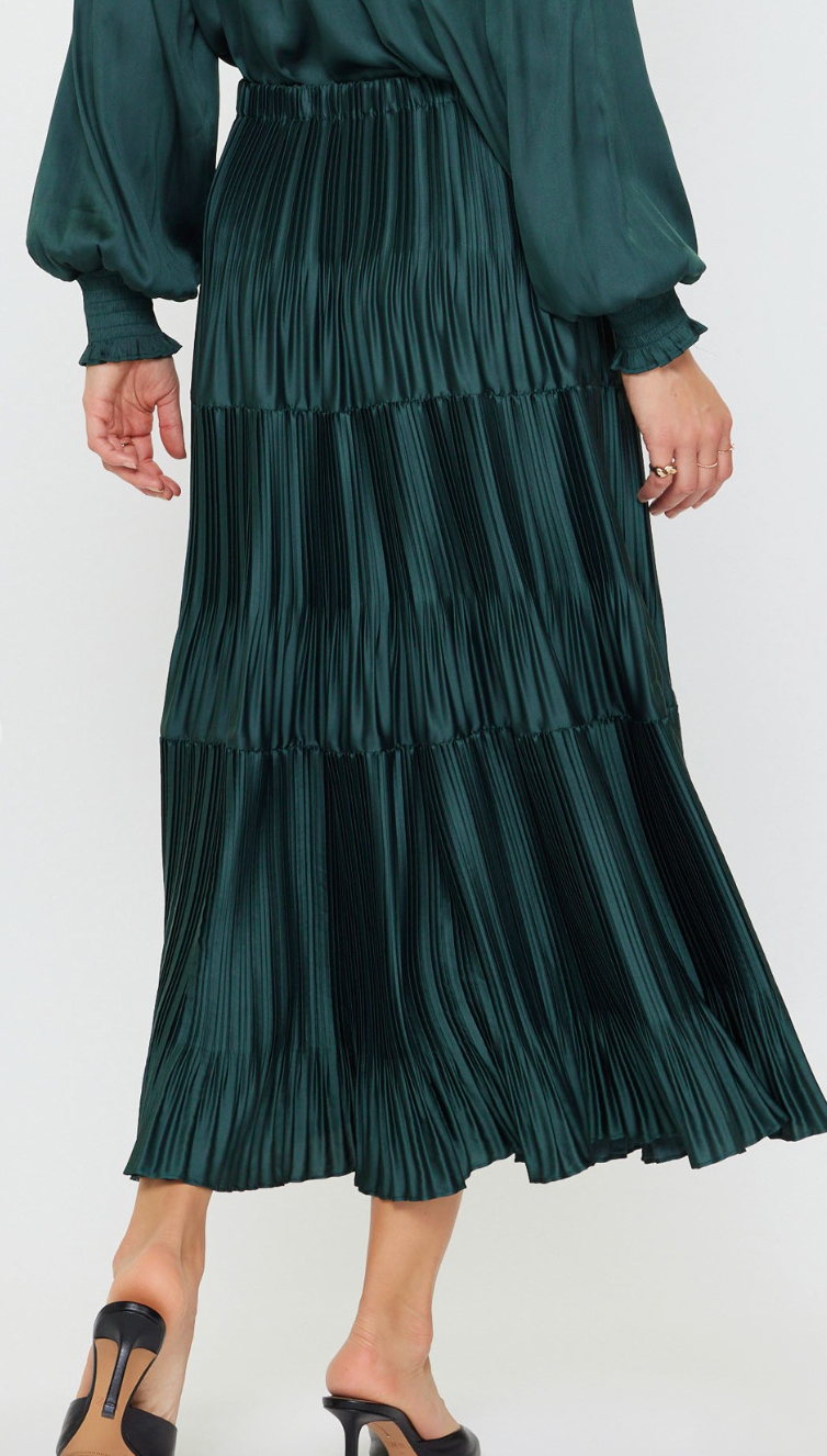 Pleated Tiered Long Skirt