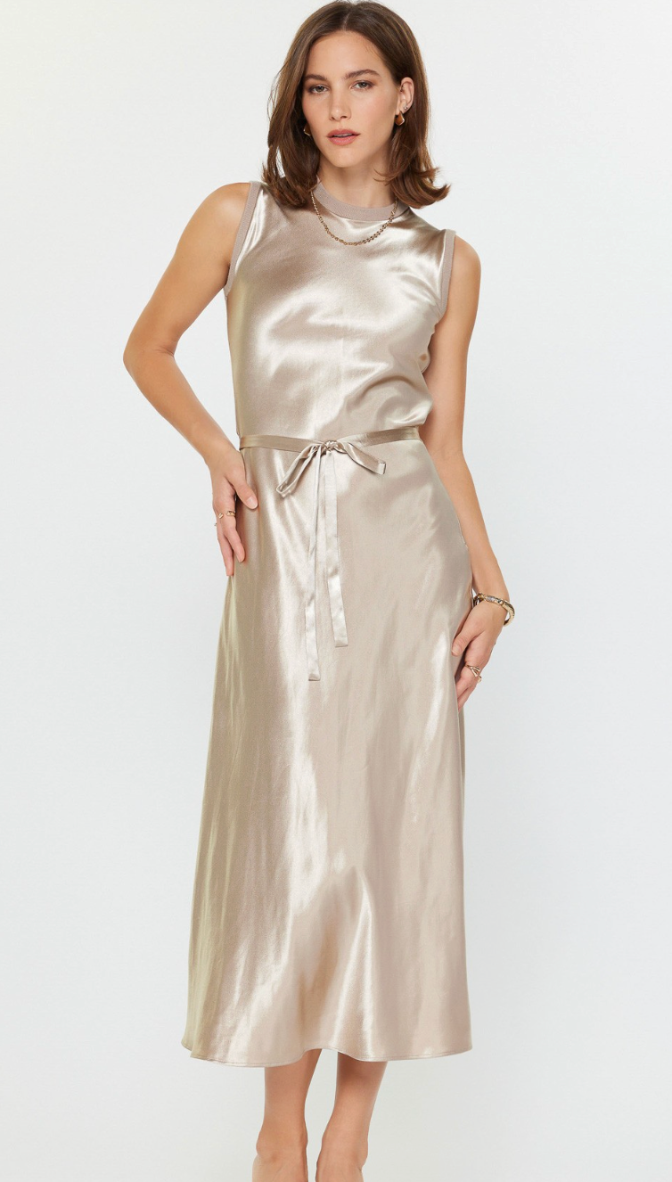 Metallic Front Midi Dress