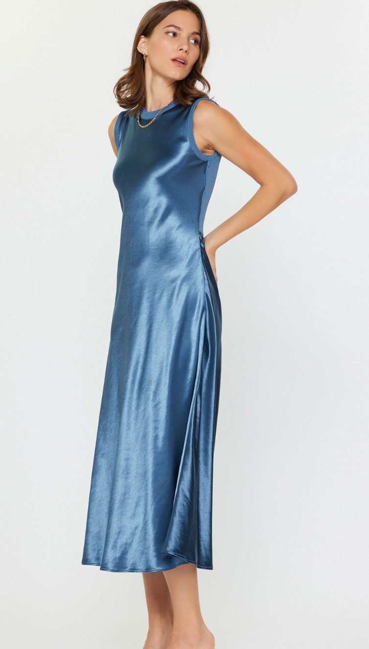 Metallic Front Midi Dress
