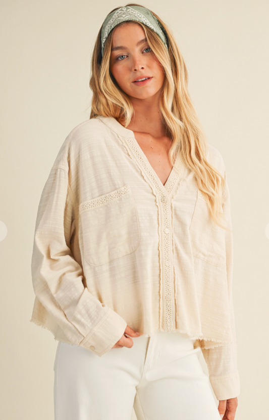 Lace Trim Raw Edge Top