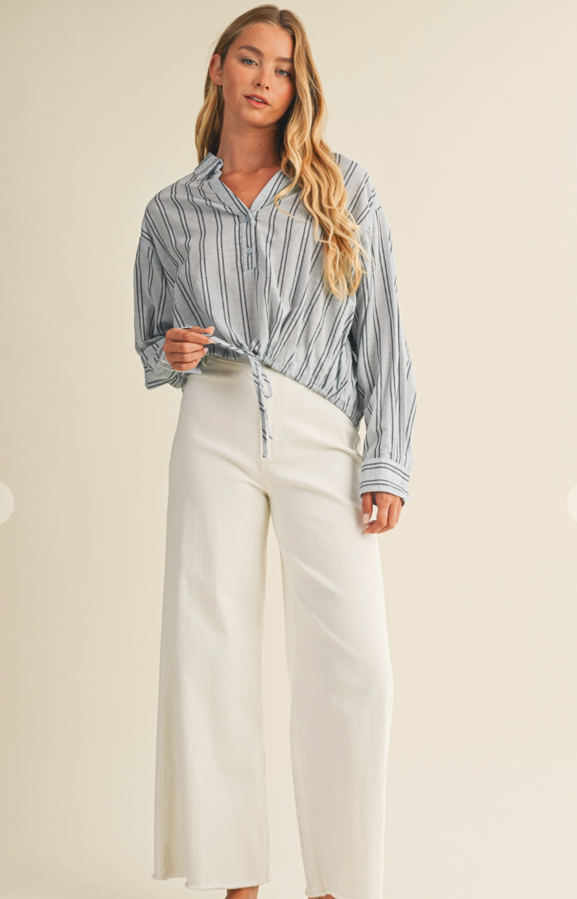 Stripe Drawstring Top