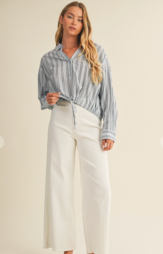 Stripe Drawstring Top