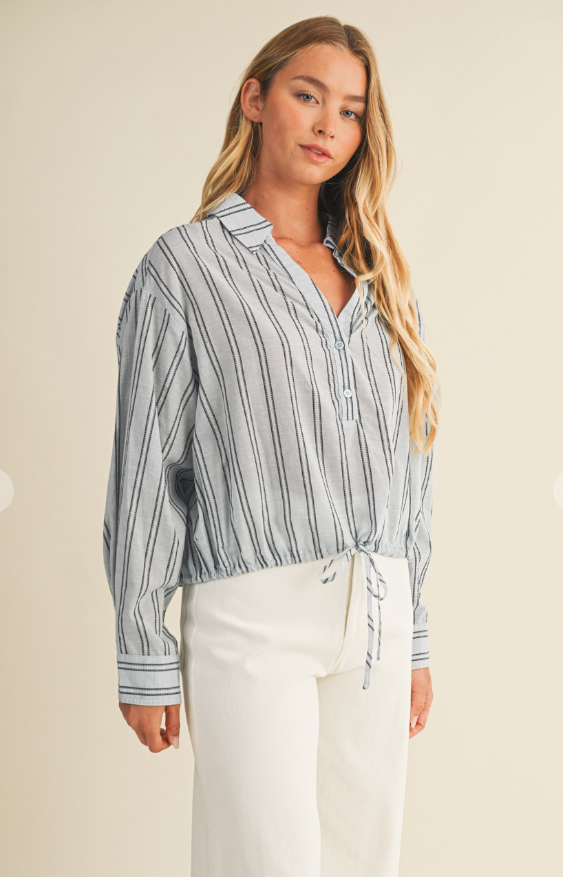 Stripe Drawstring Top