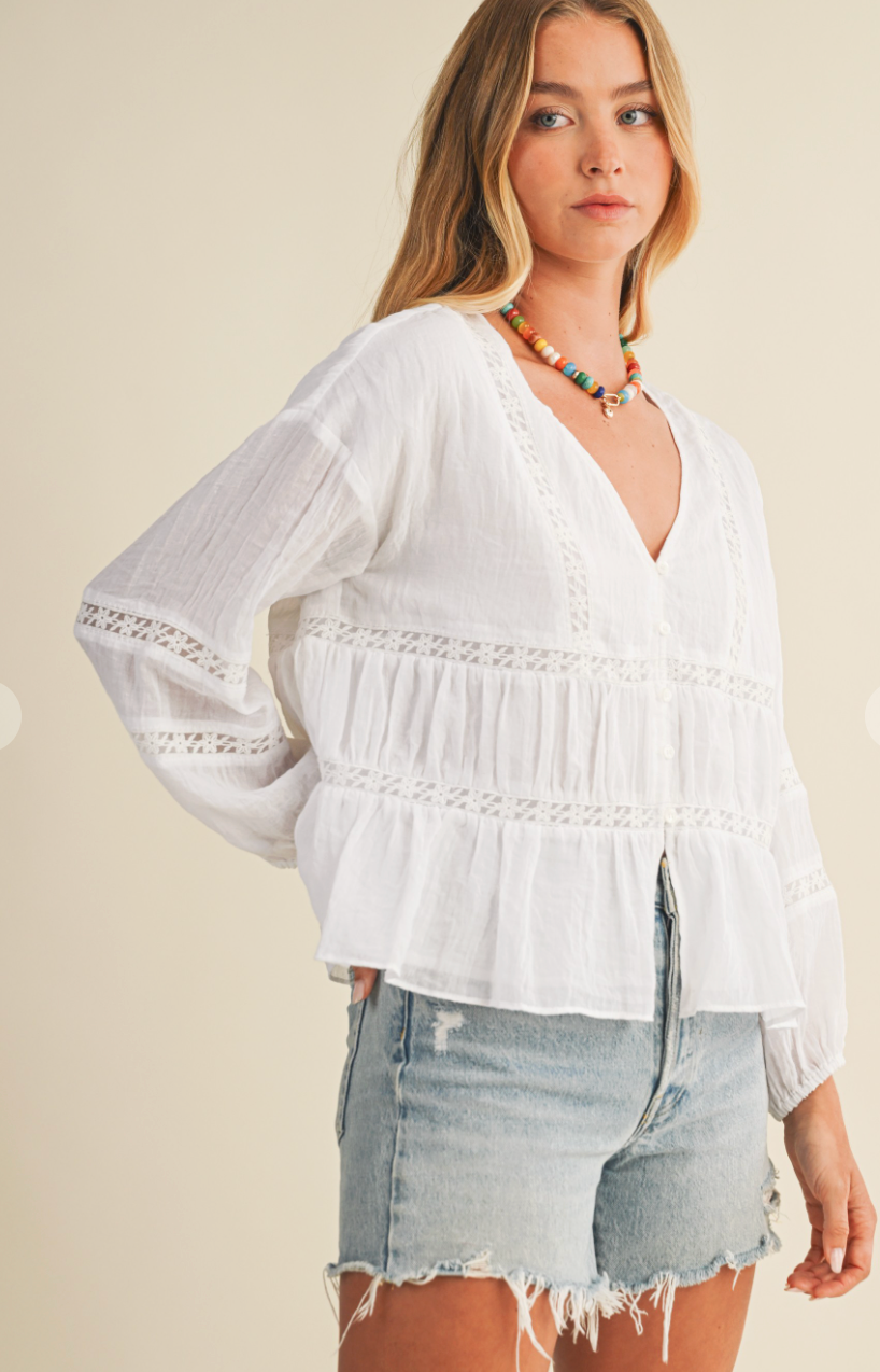 V Neck Ruffle Blouse