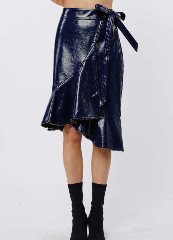 Gimela Leather Wrap Skirt