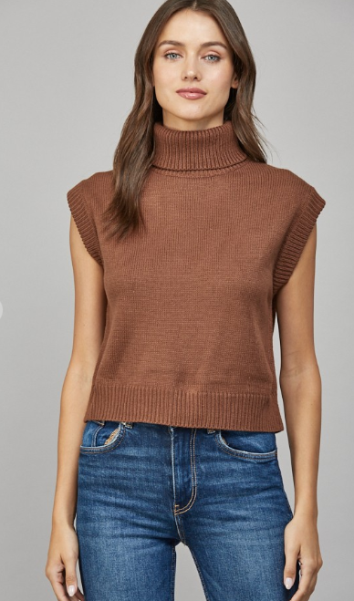 Turtle Neck Cropped Vest
