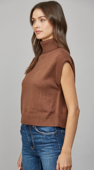Turtle Neck Cropped Vest