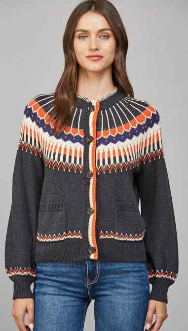 Geo Pattern Knit Cardigan