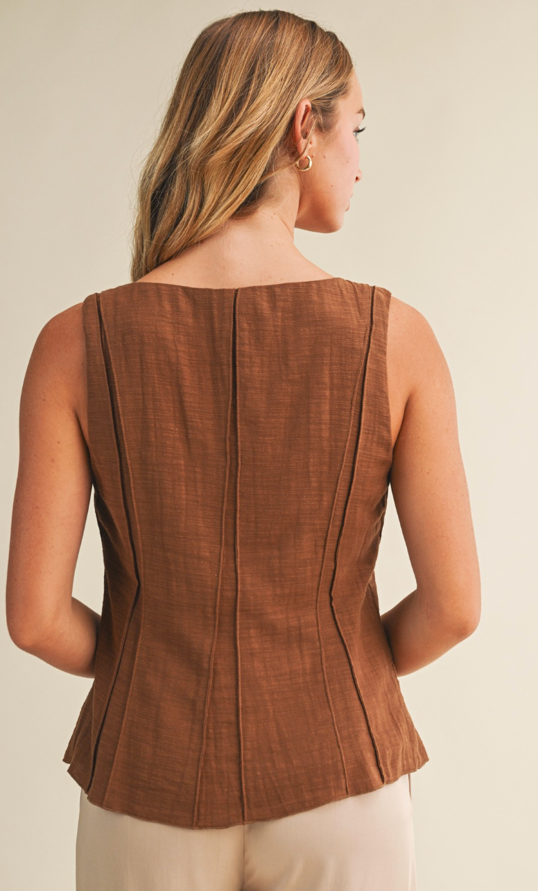 Seamed Pintuck Effect Vest