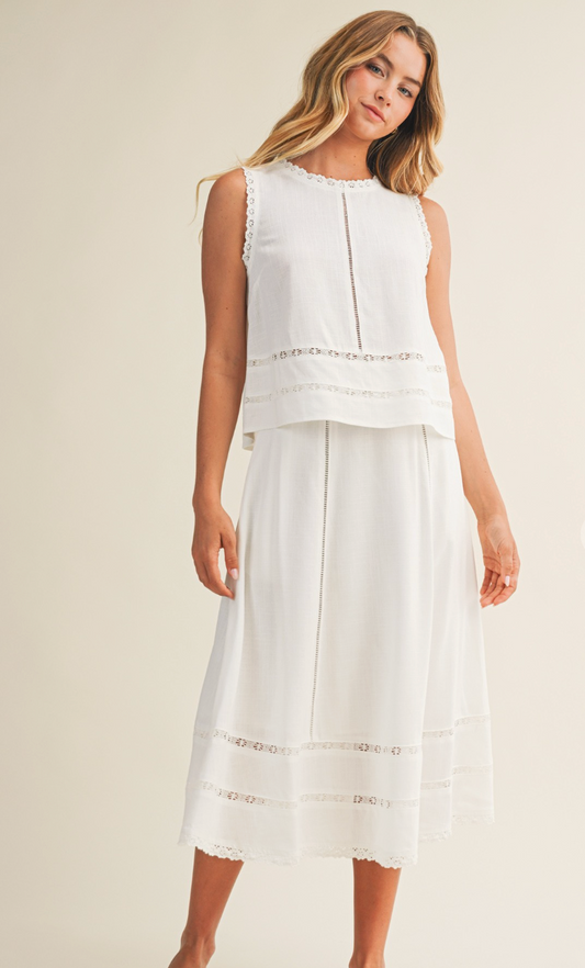 Decorative Trim Midi Skirt