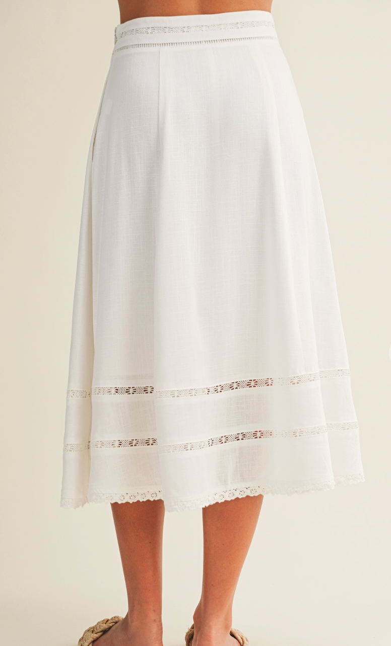 Decorative Trim Midi Skirt