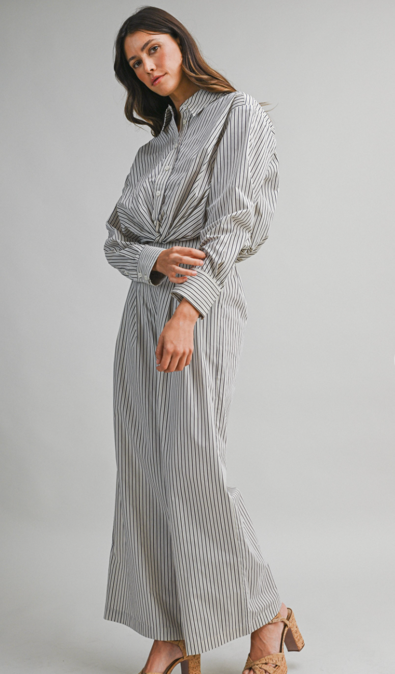Pinstripe Wide Leg Pants