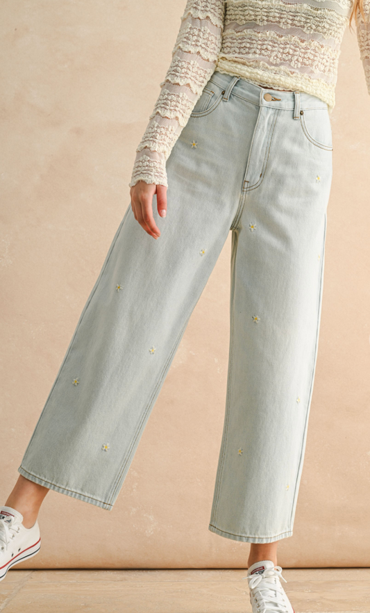 Floral Embroidery Pants