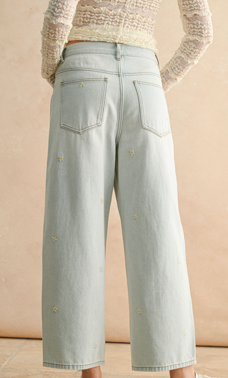 Floral Embroidery Pants