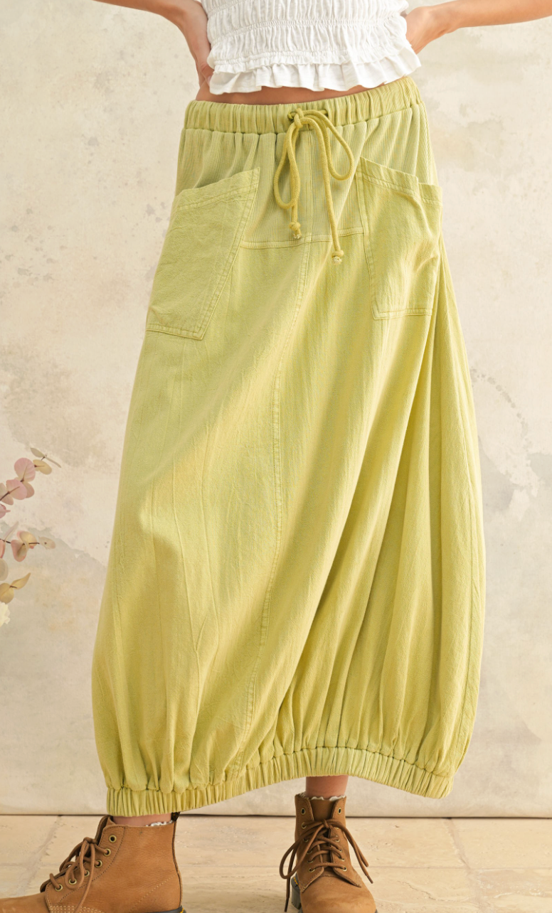 Elastic Band Bottom Midi Skirt