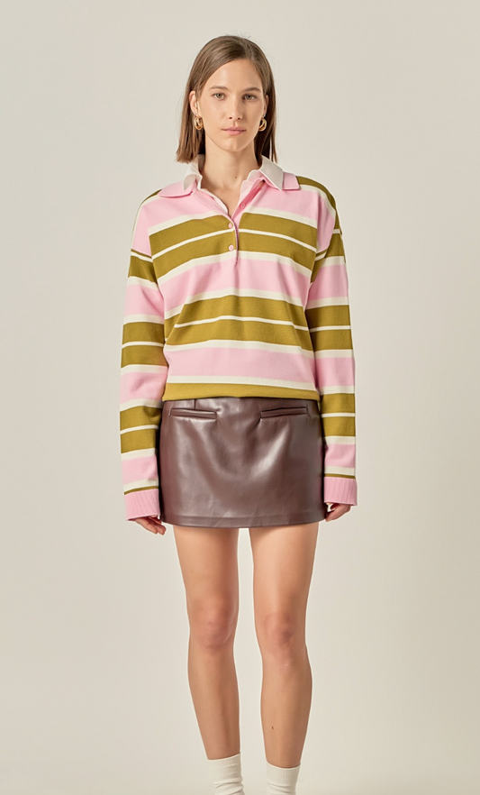 Striped Polo Knit Shirt
