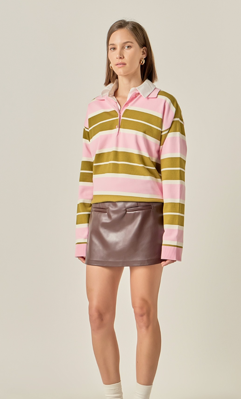 Striped Polo Knit Shirt