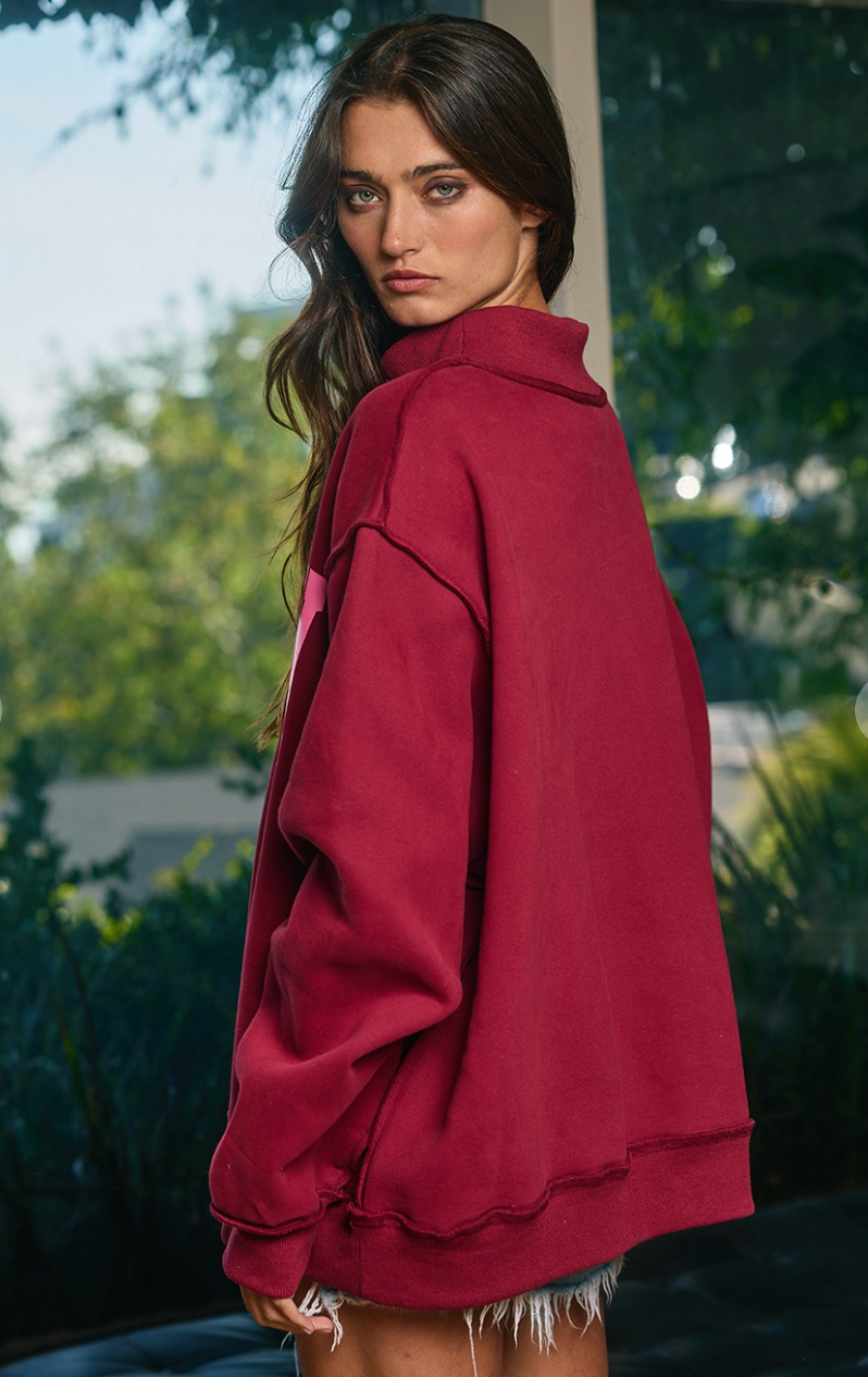 'Dilly Dally' Mock Neck Sweatshirt