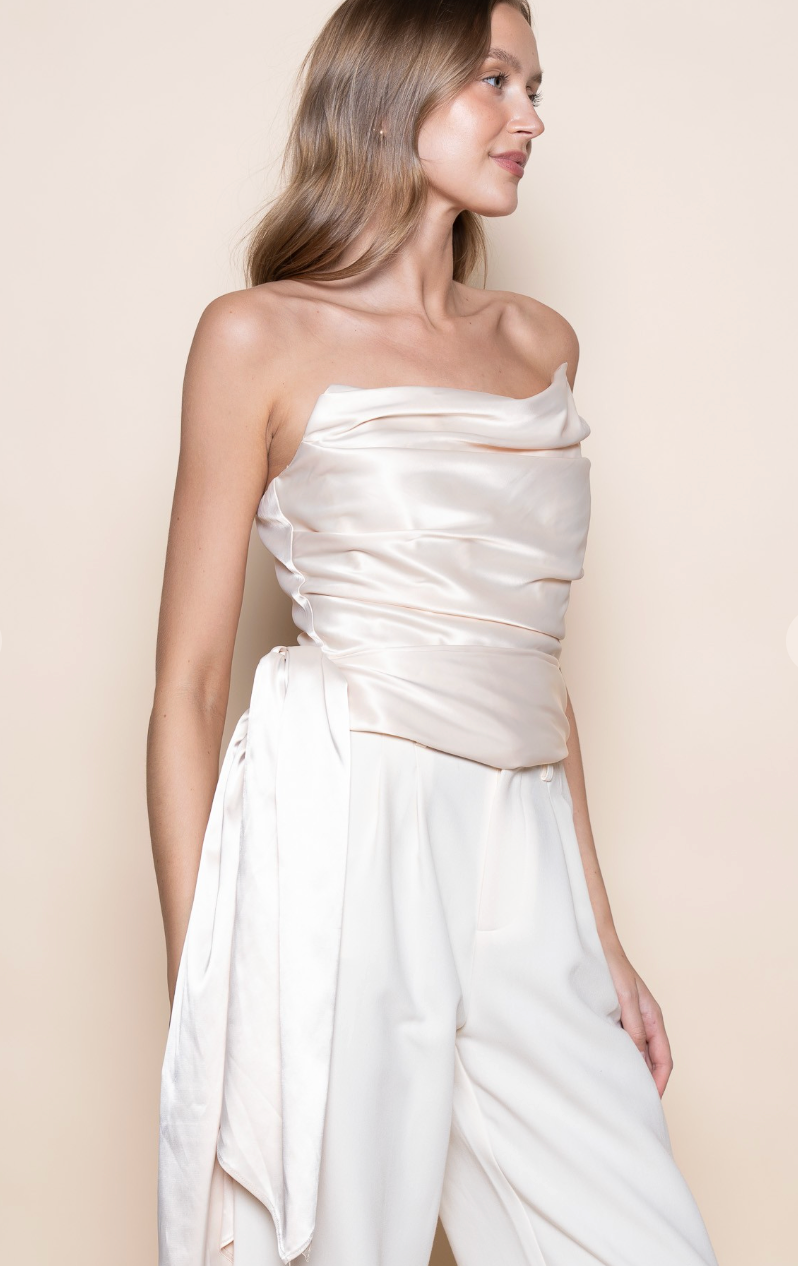 Asymmetrical Corset Top with Sash